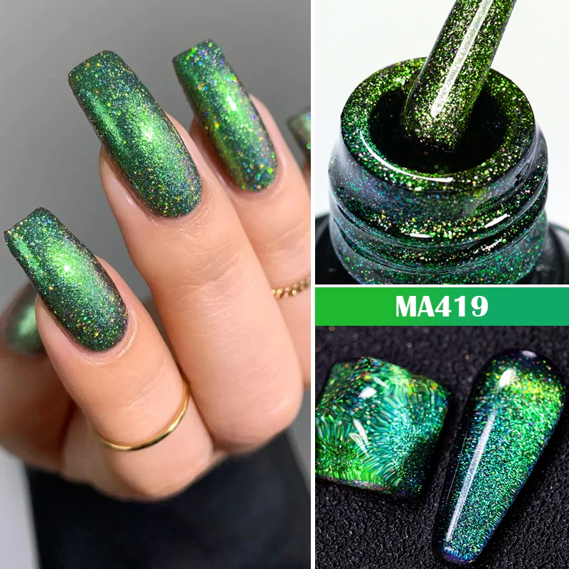 MEET ACROSS 7ml Chameleon Glitter Nail Gel Polish Semi Permanent DIY Nail Art UV/LED Painting Gel Polish For Nails Manicure DIY