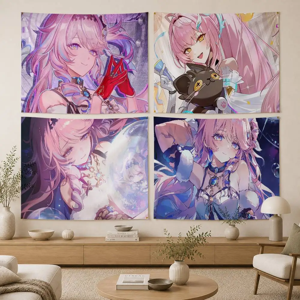 Cute Denia Wuthering Waves Flag Digital Printing Banner for Garage Wall Out Door Decoration