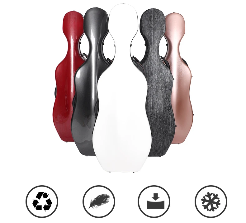 Most popular carbon fiber cello case 4/4 3/4 1/2 1/4 1/8 Full Size cello case FRP carbon fiber cello hard case 5.4kg colourful