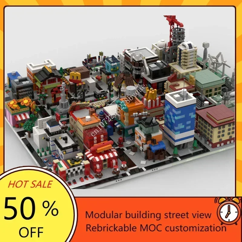 

15414 шт. индивидуальные MOC модульные городские рестораны, технология просмотра улиц, сделай сам, образовательная сборка, головоломка, технология, игрушки, рождественский подарок