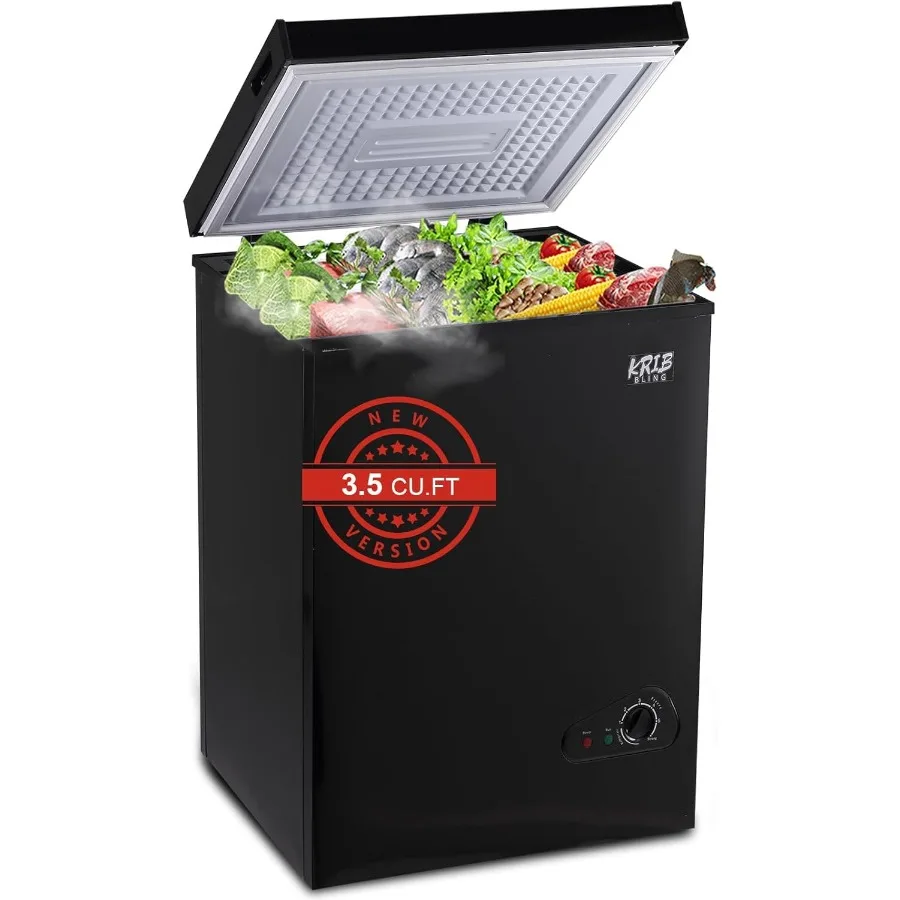 

Compact 3.5 Cu.Ft Mini Chest Freezer with Top Open Door and Removable Storage Basket for Efficient Food Preservation in Small K