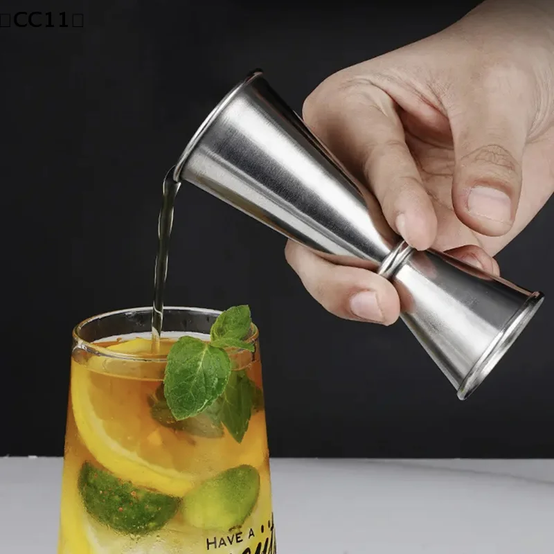 

304 Stainless Steel Double-Ended Cocktail Measuring Cup (15/30ml Oz) With Rolled Edge 30/60ml Measuring Glass〔CC11〕