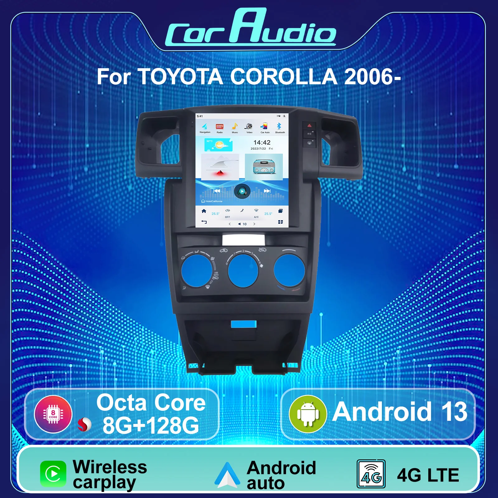 

10.4 Inch Tesla Car Radio For Toyota Corolla 2006-GPS Navigation Carplay Vertical Screen Auto Multimedia Player Headunit Stereo