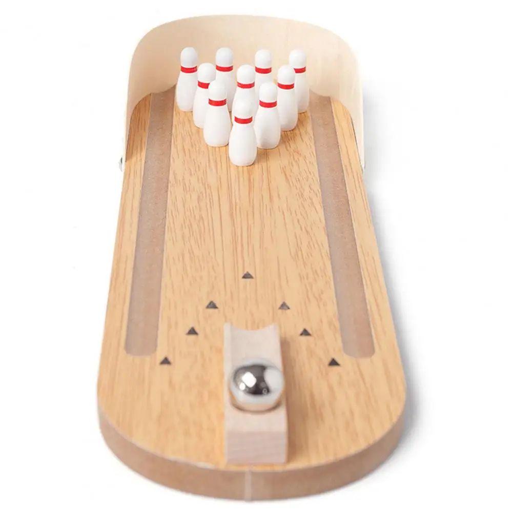 Brinquedo de Concentração para Crianças, Mini Bowling Game Set para Crianças e Adultos, Desktop de Madeira, Rolling Game, Pai-Filho, Novidade