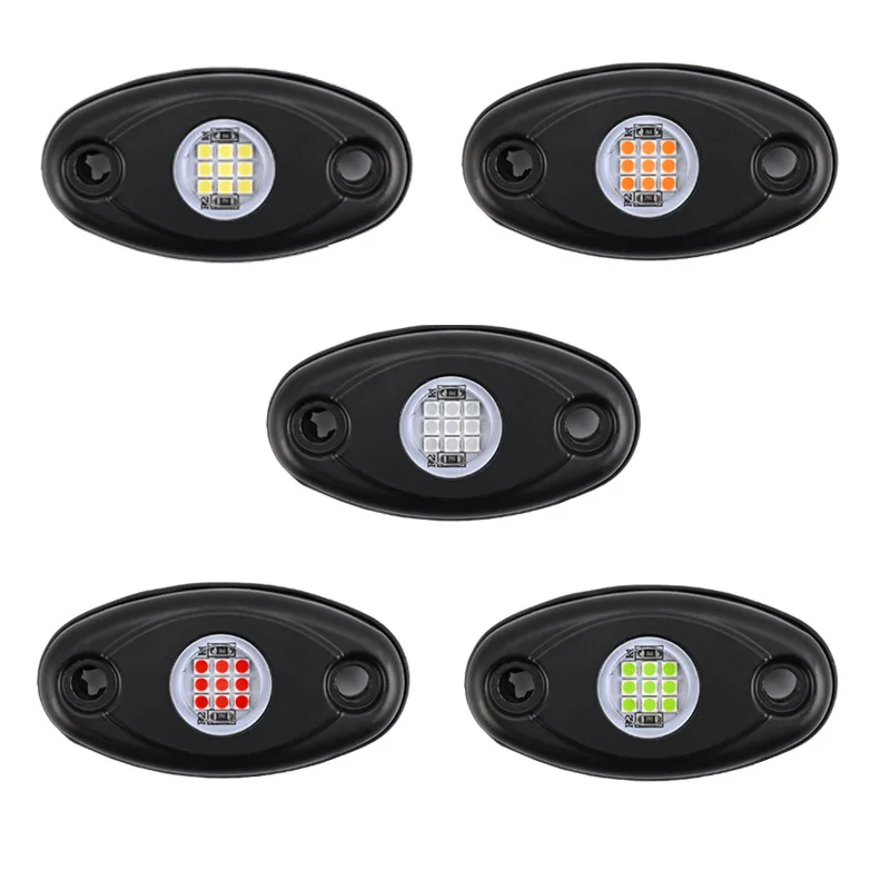 5color LED Rock Lights Waterproof Under Body Light Truck Pickups Cars ATV UTV SUV For Jeep Wrangler Off-Road Under Wheel Light