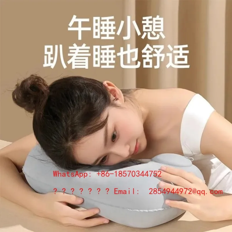 2026     Inflatable U-shaped Pillow Press Sleeping Neck Pillow Portable Folding