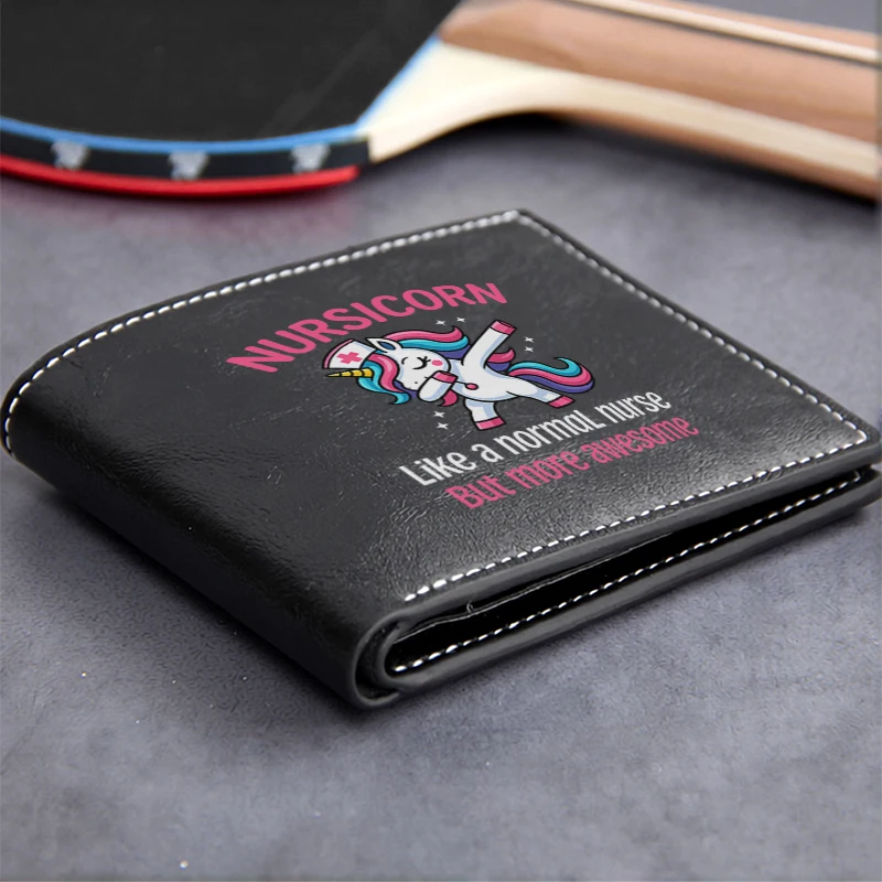 Nursicorn Premium PU Leather Wallet for Men Lightweight Durable Business Style with Fun Nurse Unicorn Design