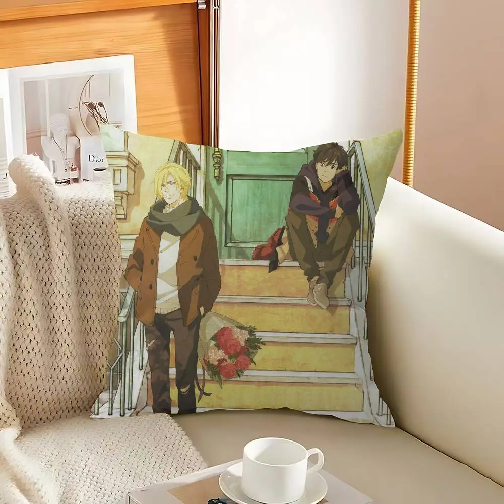 Anime Banana Fish Cushion Cover Inches Farmhouse Decor Home Throw Pillow Covers For Couch Decorations