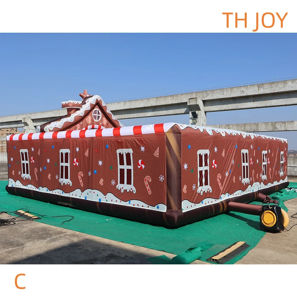 Schneller Luftversand 2026 neue Lebkuchen-Weihnachts-aufblasbare Laser-Tag-Spiele Aufblasbare lustige Haus-Labyrinth-Spiele zu verkaufen