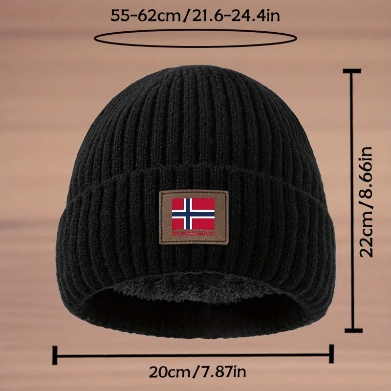 Thick knitted cap with flag pattern. Stretchy beanie suitable Excellent insulation performance, suitable for use in cold weather