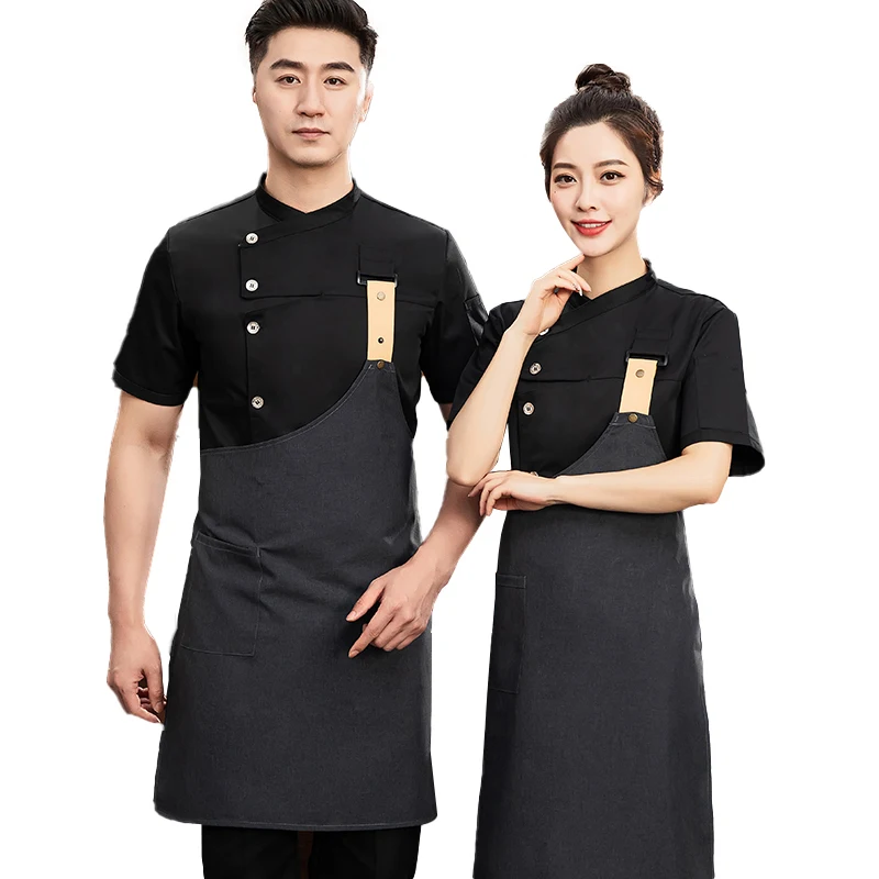 Chef Uniform with A Apron 2-piece Food Service Overalls Bakery Cafe Waiter\'s Uniform Restaurant Bubble tea shop Waiter Work Suit