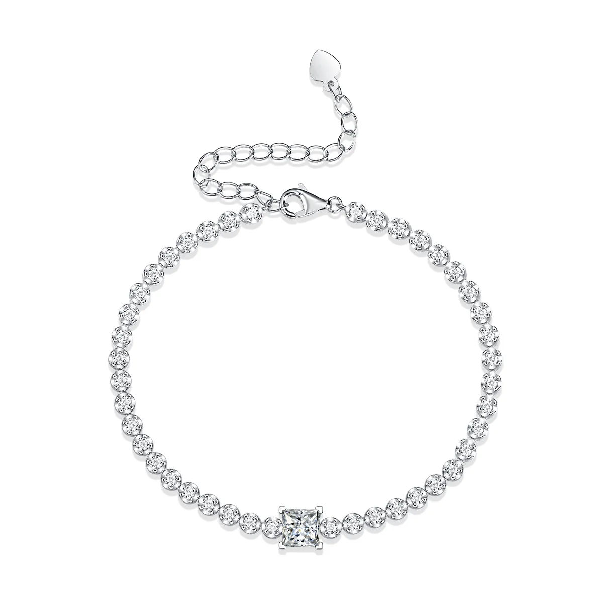 

Luxury Moissanite Halo Bracelet, 16+5cm Adjustable Fit, Full Paved CZ Tennis Chain, Fine Jewelry, Daily Office Wear Anniversary