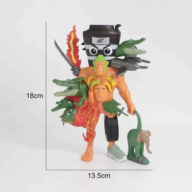 Primitieve Fusion Monster Octopus Shark Brainrot Anime Action Figure Tung Sahur Tralero Tralala Bombardino Krokodil