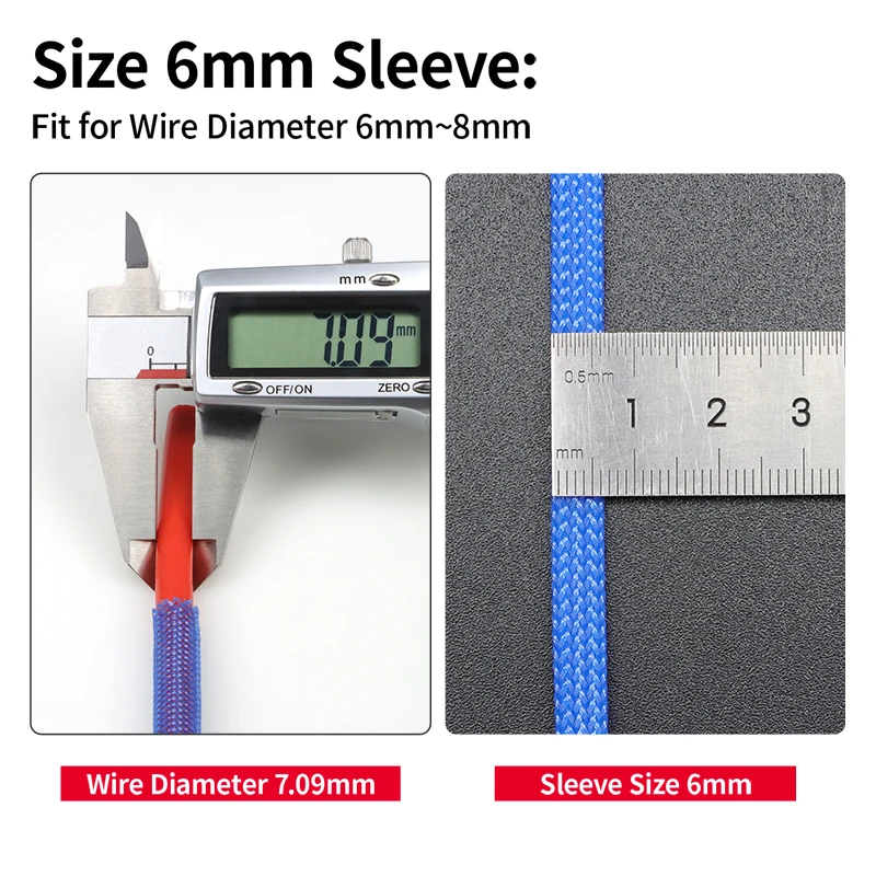1-100Meter 6mm PET Expandable Braided Cable Sleeve High Density Wire Protecting Insulation Sheathing Cable Protective Sleeve
