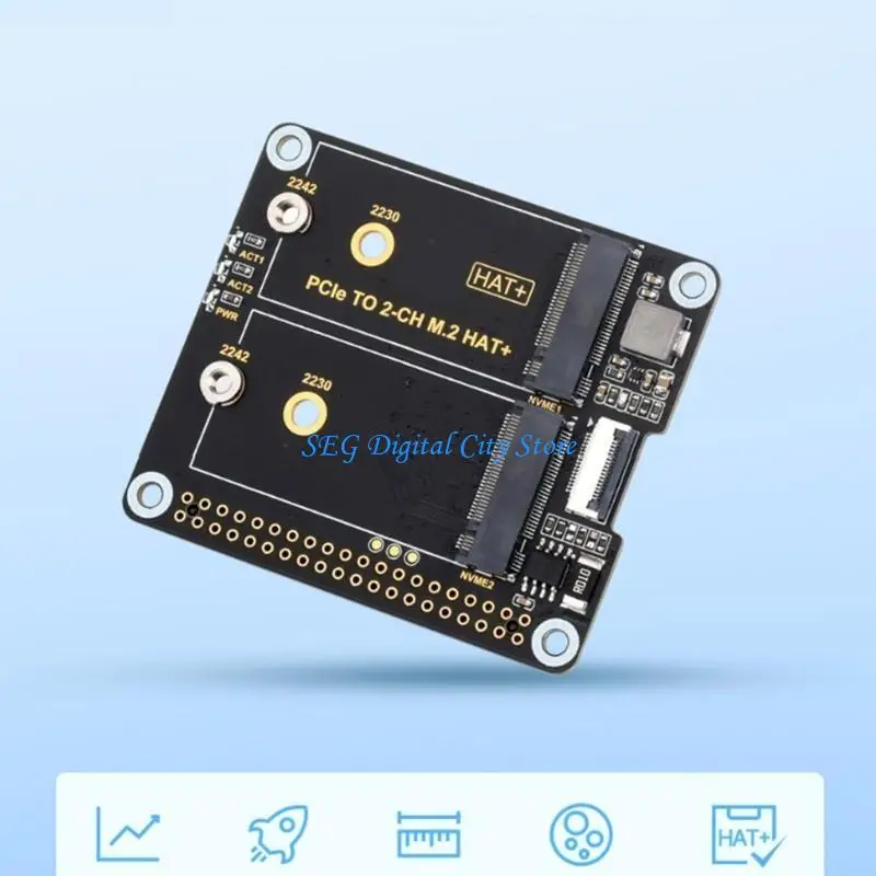 

U75B PCIe to Double Channel NVMe SSD Expansion Adapter for RPi 5 Fast Stable