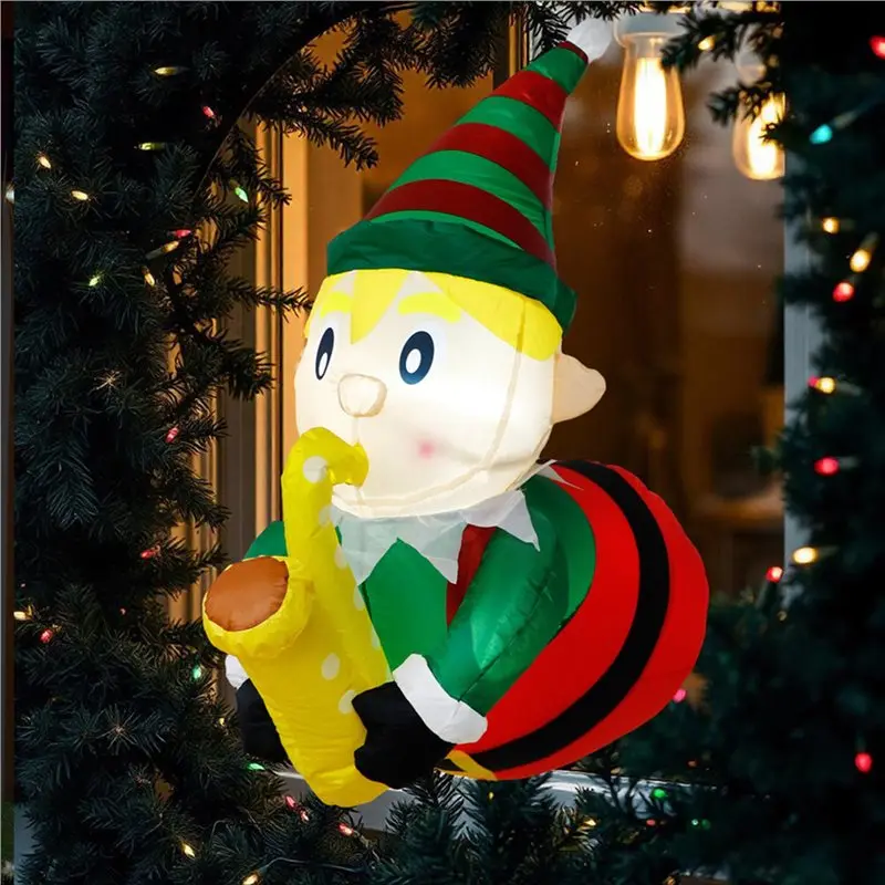 2025 Trend Christmas Inflatable Outdoor Decoration Playing Saxophone From The Window Suitable For Outdoor And Indoor Courtyard U