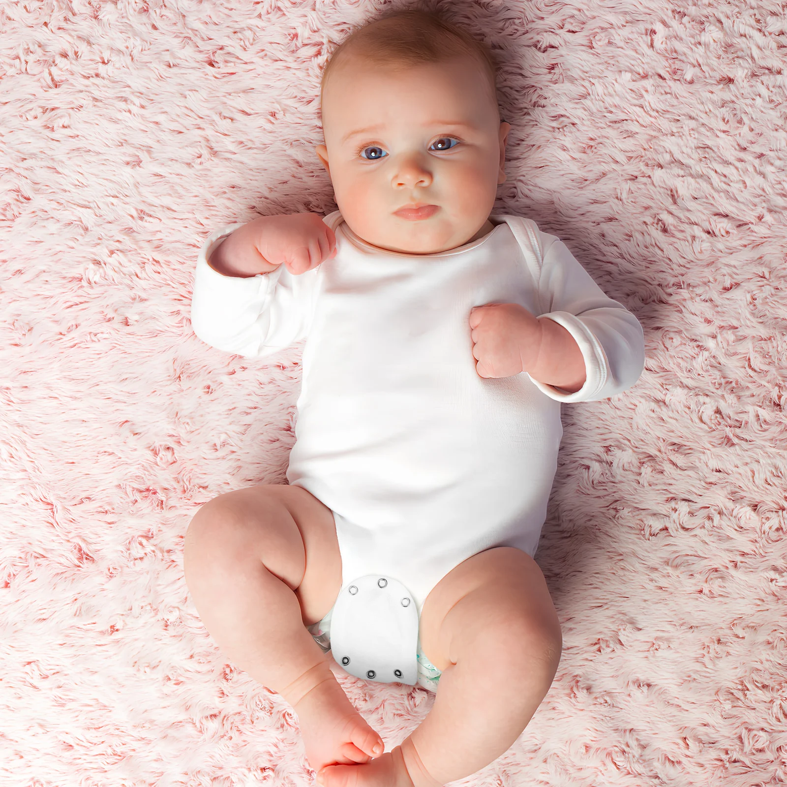 

5pcs Baby Bodysuit Extender White Cotton Patch Adjustable Clothing Size Adapter for Newborn Snap Button Closure Easy for Baby