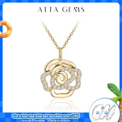 ATTAGEMS Real Moissanite Necklace Real 925 Sterling Silver Flower Pendant for Women Man Top Quality Wedding Bridal Fine Jewelry