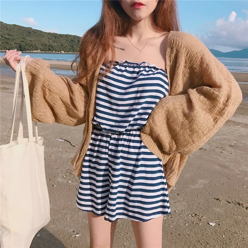 Women\'s Summer Lazy Loose Sunscreen Cardigan Lady Sexy Lightweight Open Front Thin Knitting Cardigan