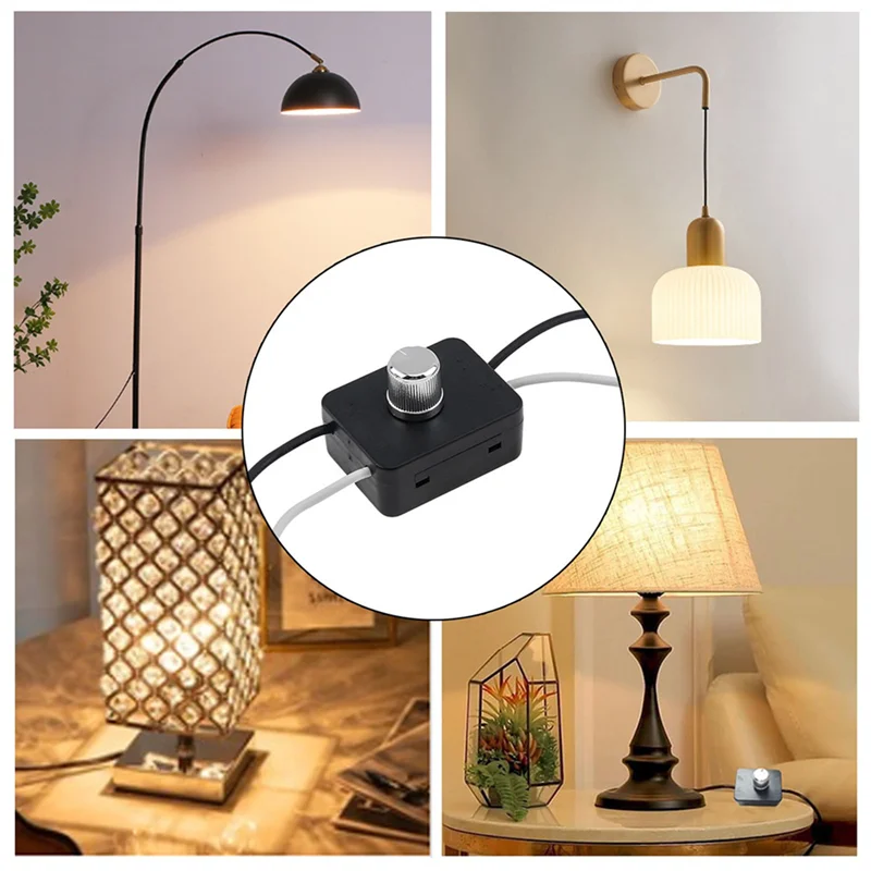 SQPP-3X Built-In Dimmer Switch Combo Kit 120V Rotary Canopy Dimmer Switch Replacement For Table Lamps / Floor Lights