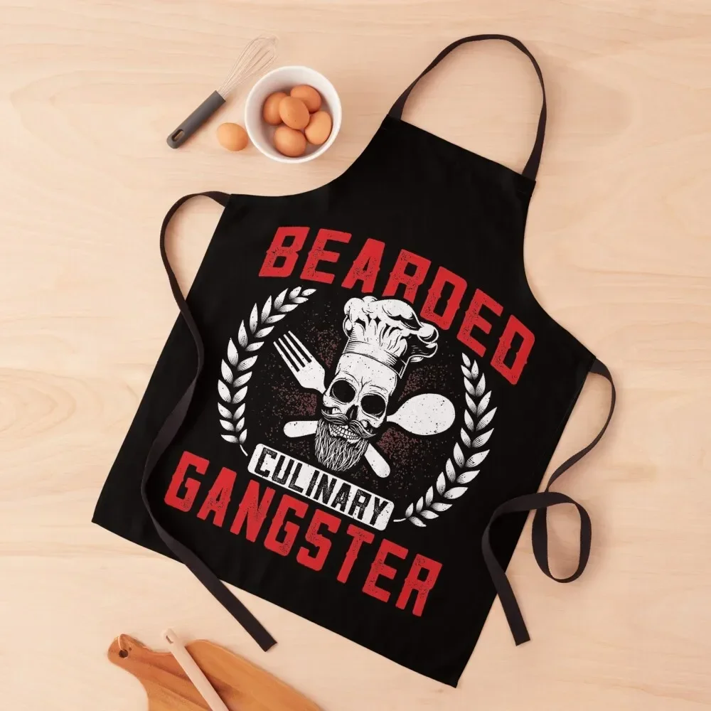 

Bearded Culinary Gangster Chef Skull Cooking BBQ Grilling Apron For Kitchen Women's Dresses Kitchens For Men Apron