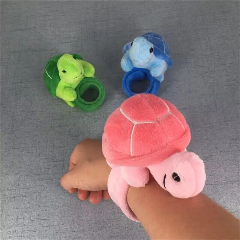 Free Shipping , 3Colors , 3PCS/LOT Little 9CM Plush Turtle Toy , Hand Bracelt Slap Toy