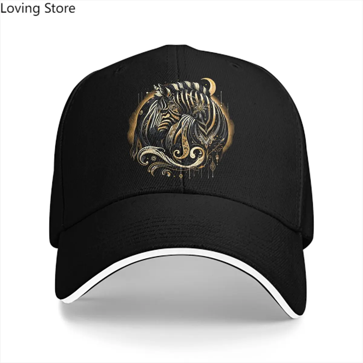 Golden  Portrait  A Tapestry Of Celestial Wonder Baseball Cap Men Hats Women Visor Protection Snapback Zebra Animal Caps