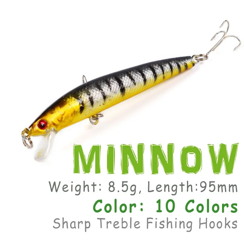 Clearance sale Classic 10 Color 9.5cm/8.5g Minnow Lure wholesale Hard Bait fishing accessories  fishing tackle