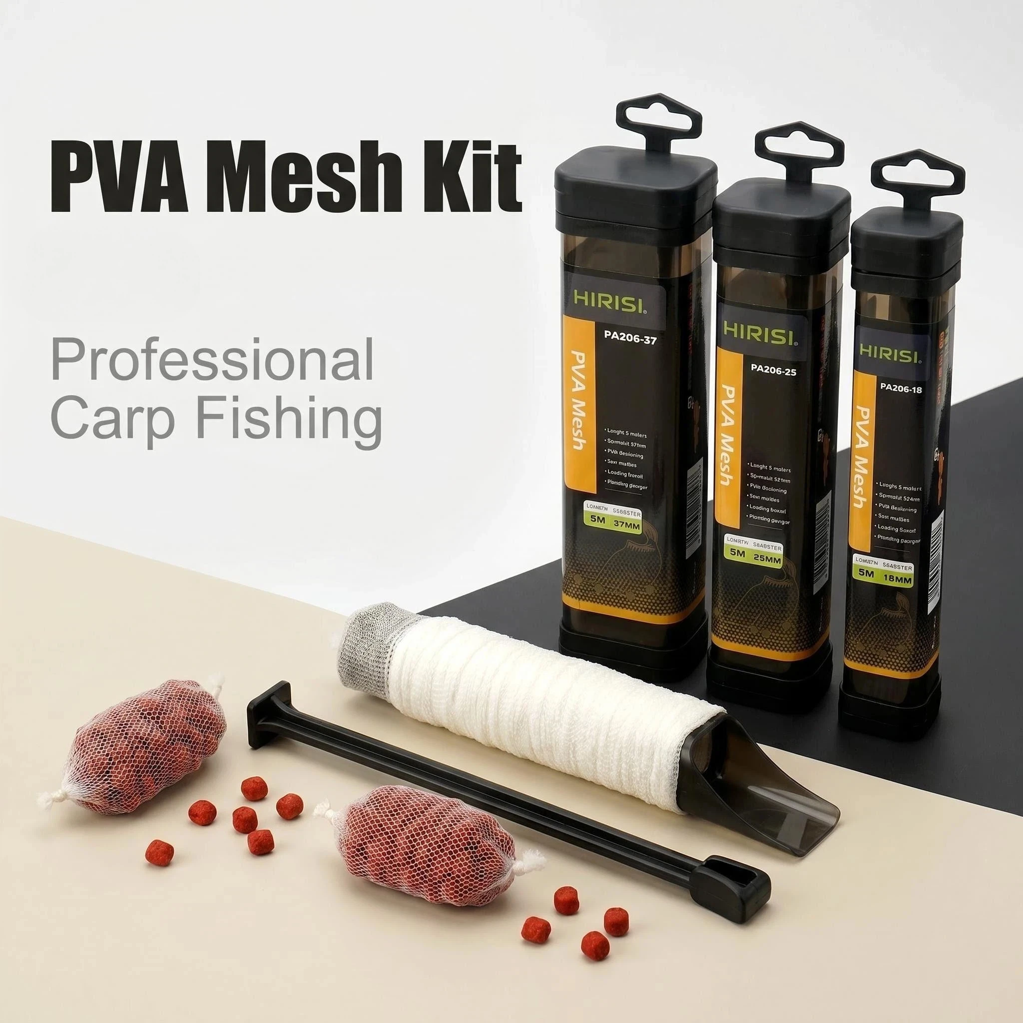HIRISI 5M PVA-Netzschlauch – Schnell auflösender Köderbeutel für Method Feeder & Karpfenangeln 18/25/37mm