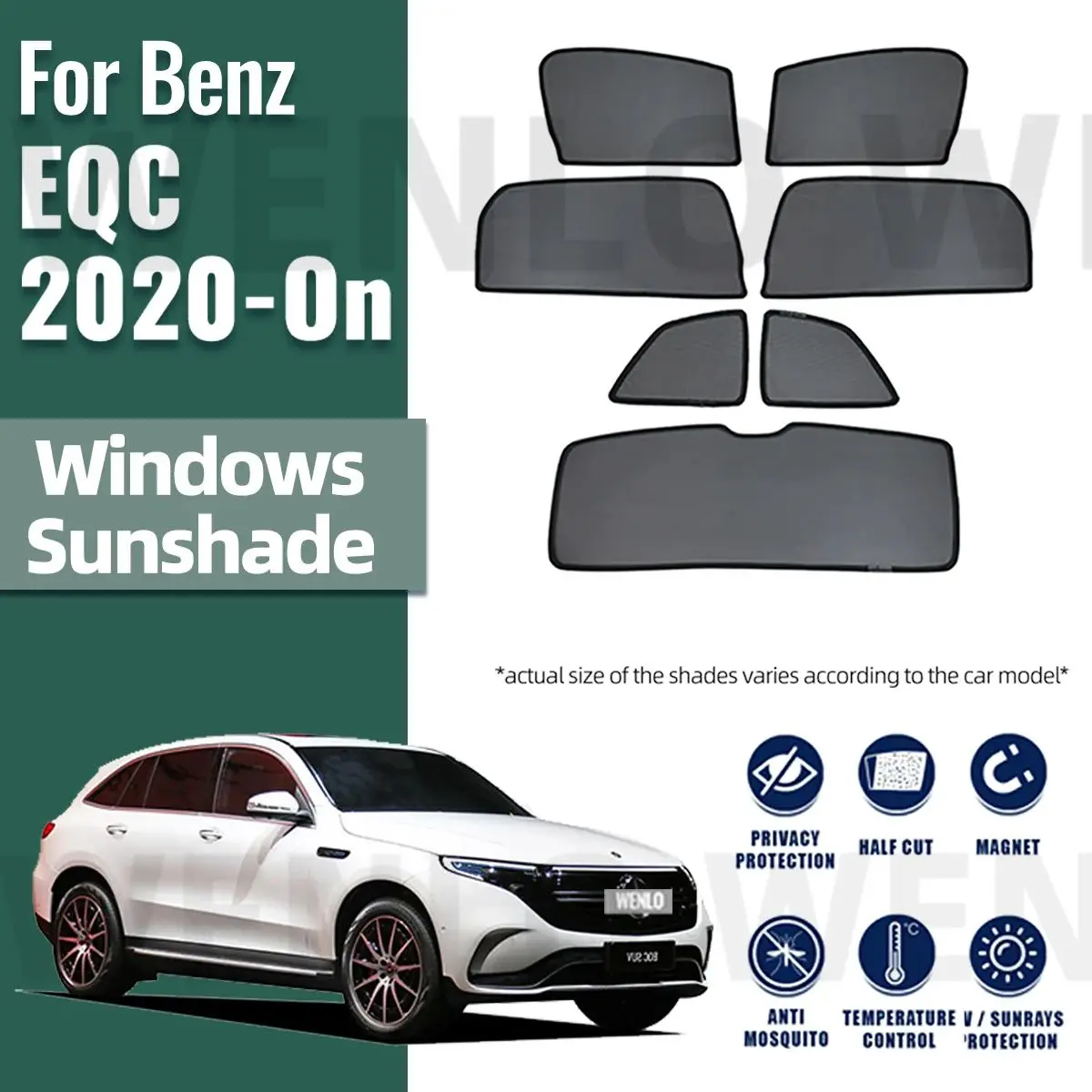 

For Mercedes Benz EQC 2019 2020 2021 2022 2023 2024 Rear Side Window Sun Shade Visor Car Sunshade Front Windshield Curtain