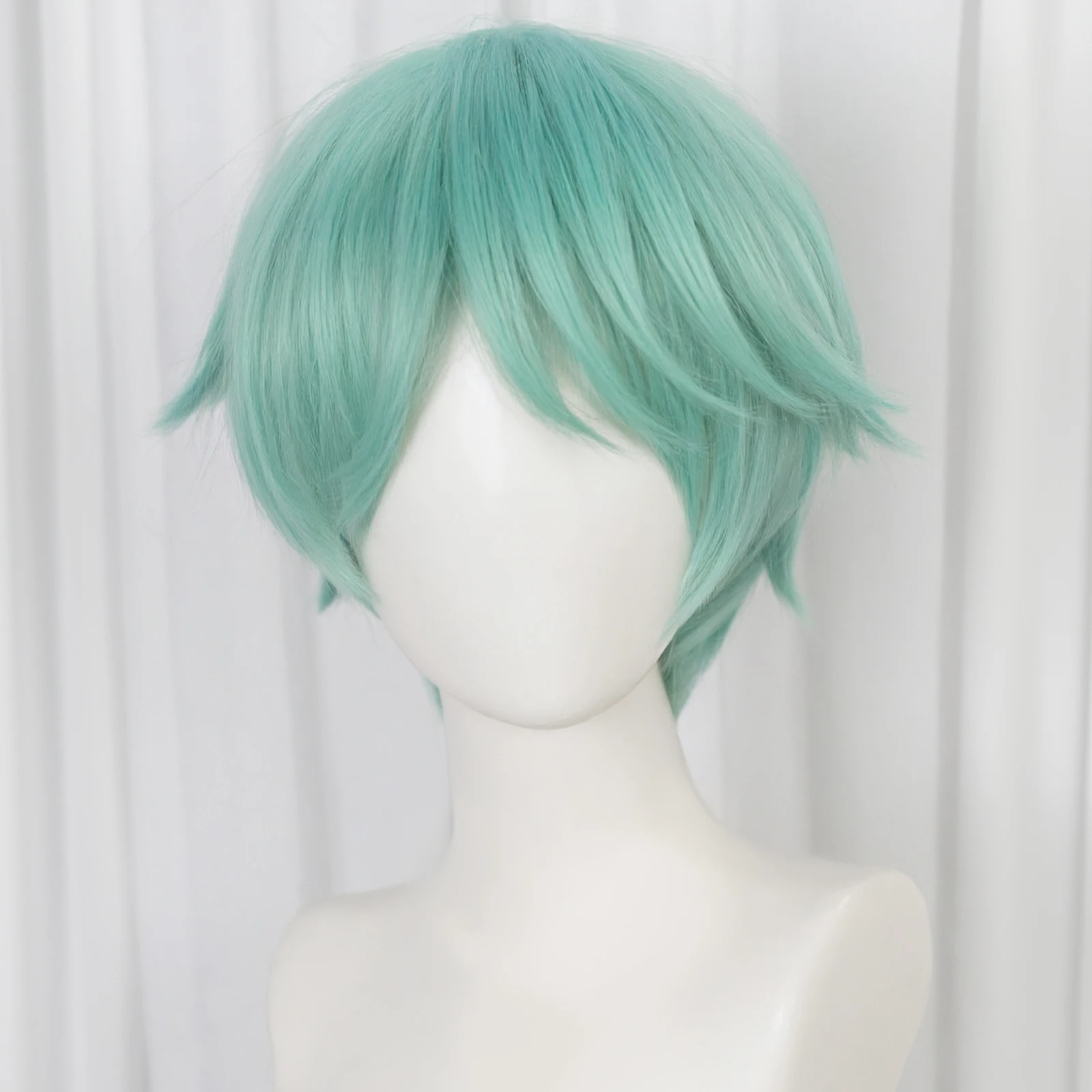 

Синтетический мятно-зеленый короткий парик для косплея, с гладким шелком, легкий и не поддельный, подходит для персонажей аниме Cos