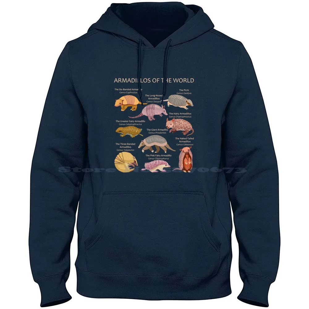 Armadillos Of The World 100% Cotton Hoodie T Shirt Armadillos Armadillo Species Ecology Scientific Art Cute Armadillo Pink