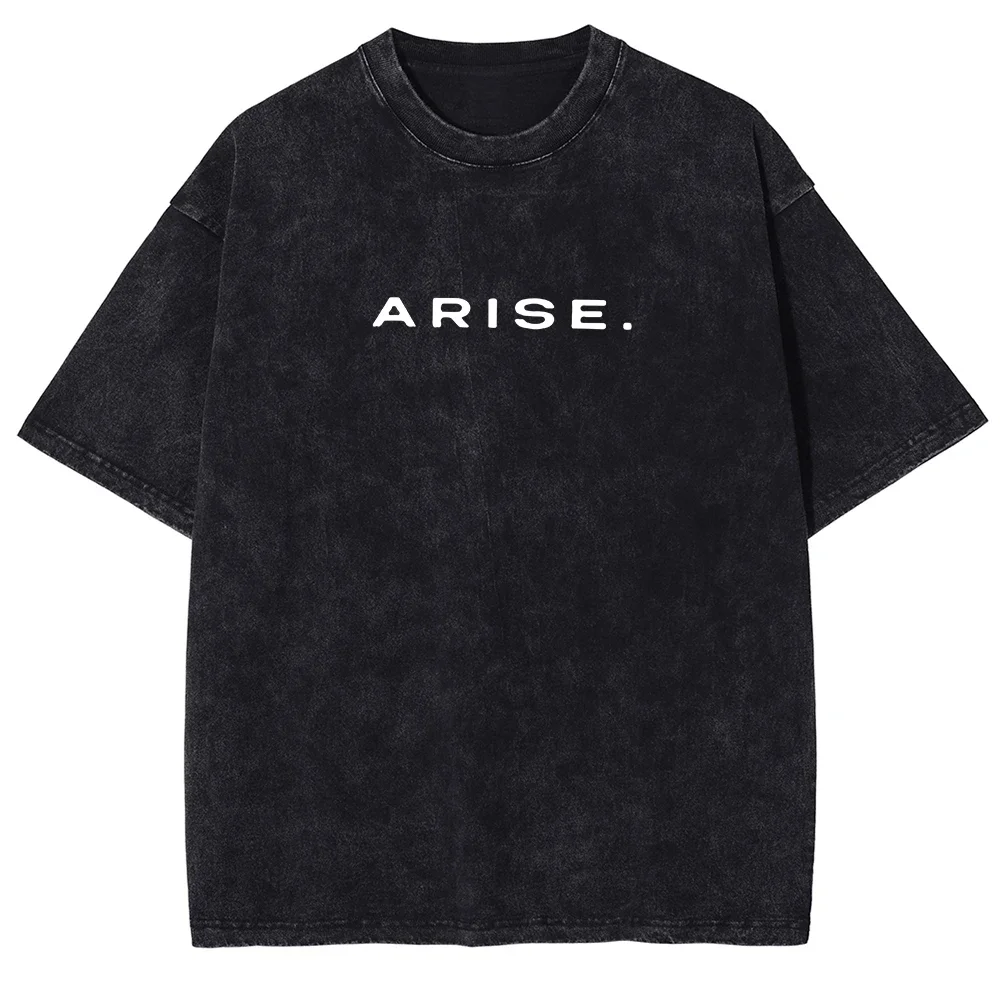 ARISE Solo Leveling T-shirt Manga Graphic T Shirt Vintage Washed Cotton Tshirts Short Sleeve Oversized Tee Men Women Clothing
