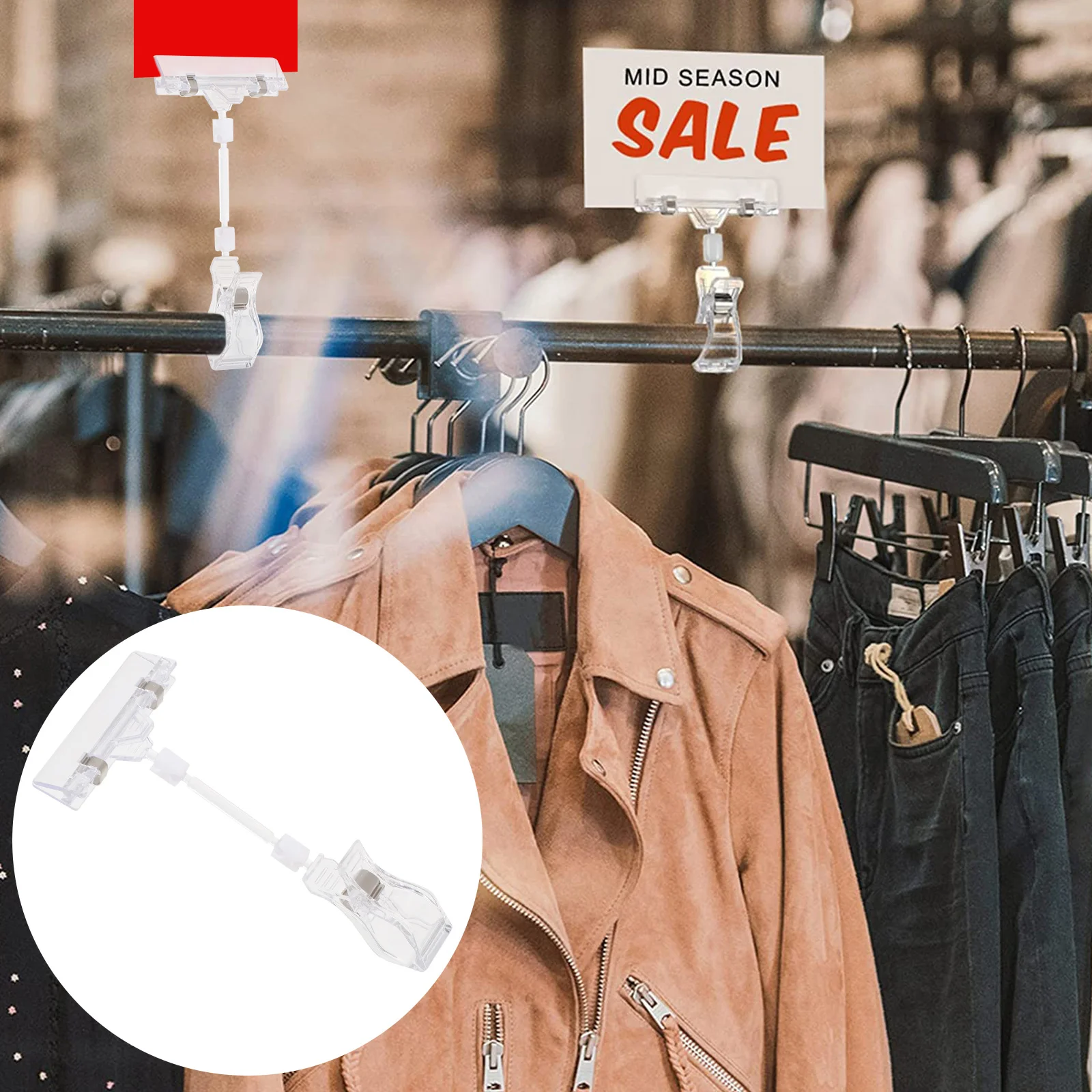 Titular da etiqueta de preço, Emblems Display, Label Clip, Double Clips, Rotatable Sign Commodity, Clear Swivel, Double-Ended, Universal Clip