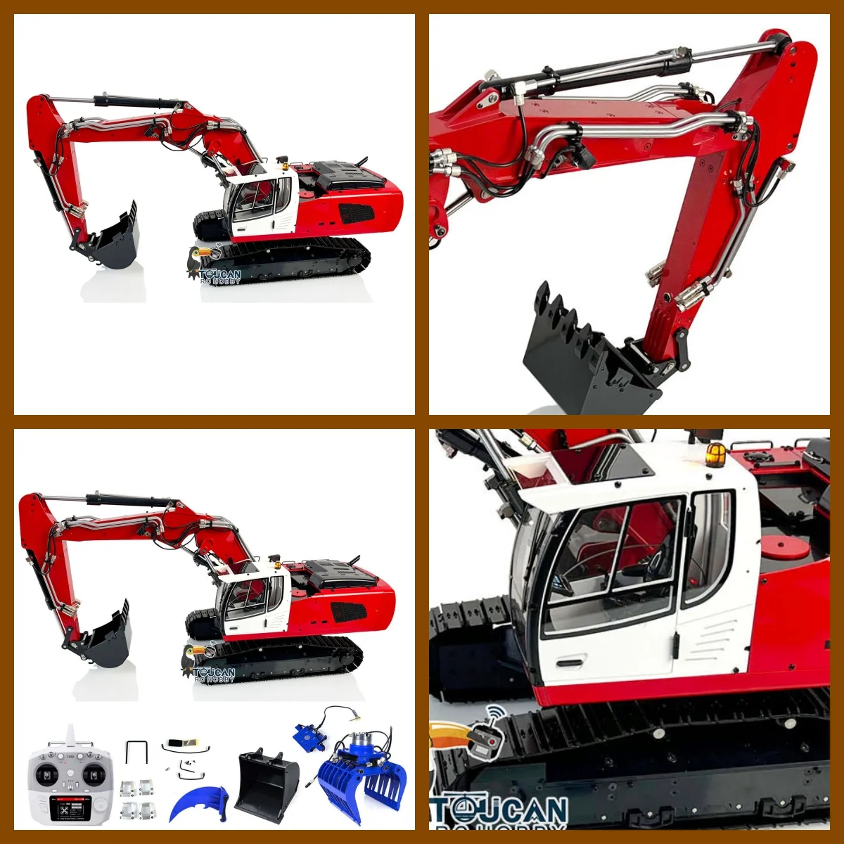 Zabawki Koparka Hydrauliczna RC 1/14 946 3-Ramienna Gąsienicowa Koparka Zdalnie Sterowana Malowany Model Maszyny z Chwytakiem dla Chłopców