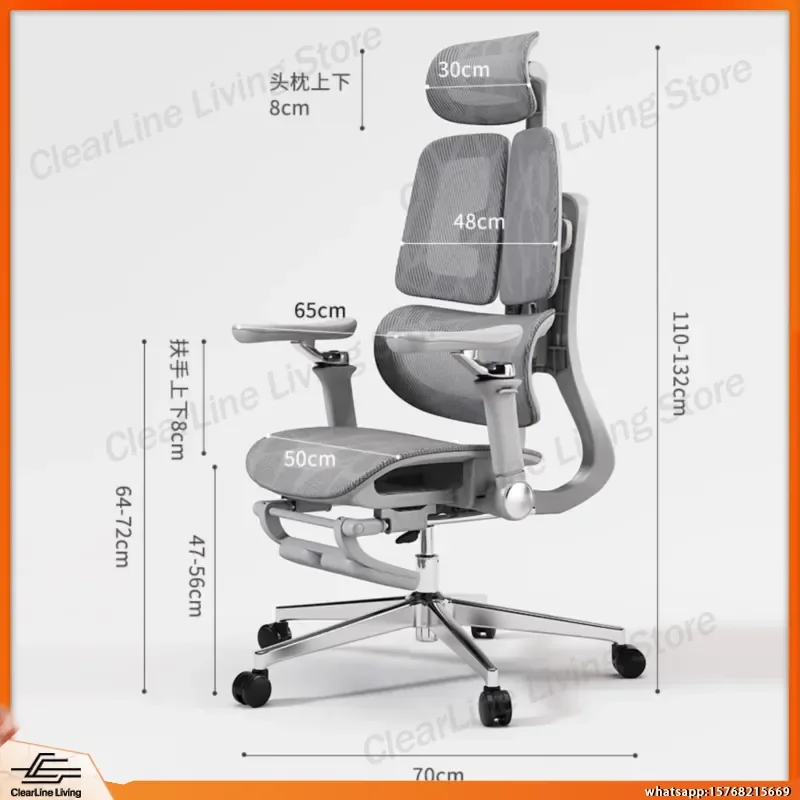 

Ergonomic Office Chair with Adjustable Lumbar Support Height Reclining Backrest Mesh Seat Computer Chair for Home Office