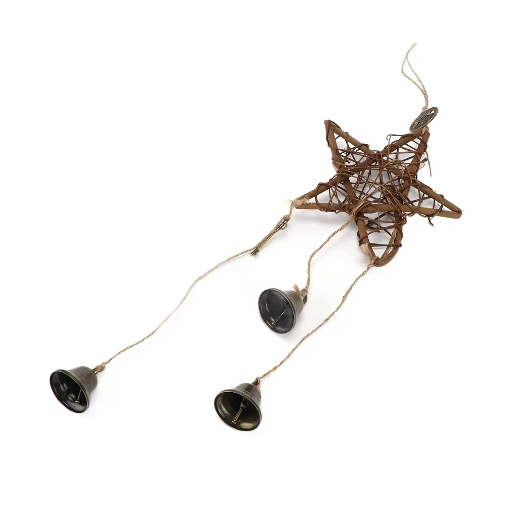 Rattan Rattan Five-pointed Star Hanging Bell Brown 21.65in Hand Woven Door Hanging Wind Chime Star