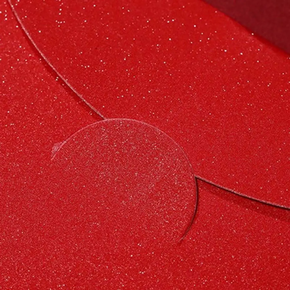 Enveloppe rouge solide pour nouvel an chinois, 12 pièces, paquet rouge épais givré, impression de bénédictions rectangulaires, année du serpent de HongBao