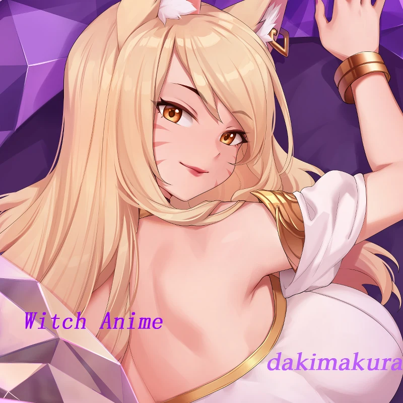 Dakimakura Anime Ahri طباعة على الوجهين بالحجم الطبيعي غطاء وسادة للجسم هدايا الفراش