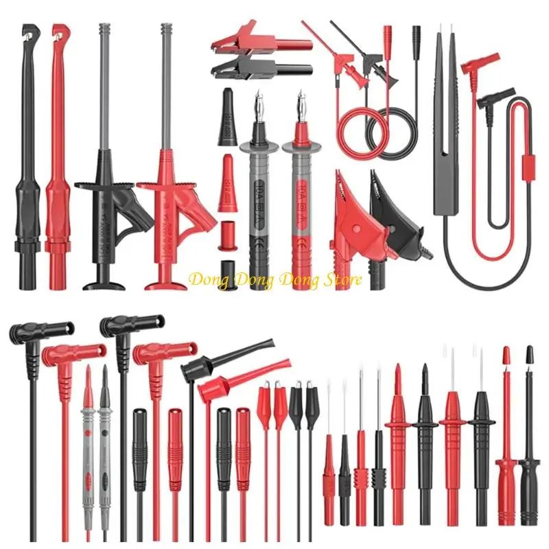 

4XBA Multifunction Multimeter Flexible Test Leads Silicone Probes Clip Test Hook For Digital Electrical Diagnostics