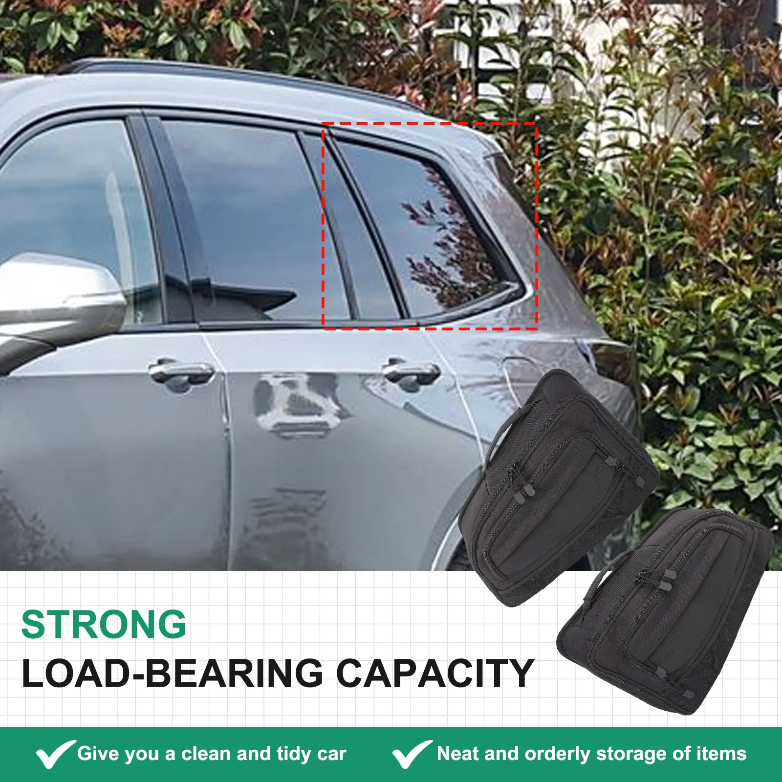 2PCS Car Trunk Side Window Storage Tidy Bag For Cadillac XT6 2020-2025 Multipurpose Picnic Stowing Tidying Tool Packet Bag