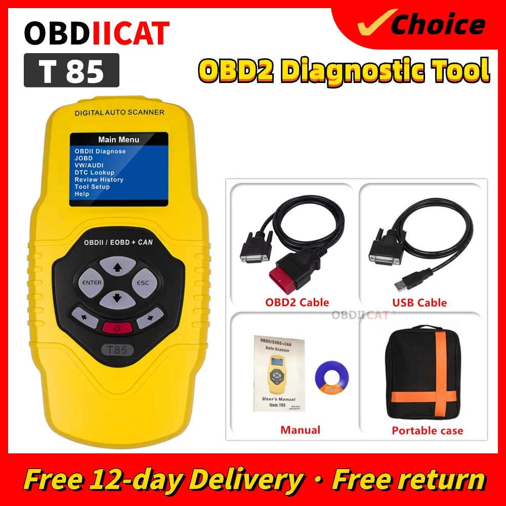 Quicklynks T85 OBD2 Code Reader T 85 Work With OBDII/EOBD/JOBD Car And Light Trucks Auto Scanner Diagnostic Tool