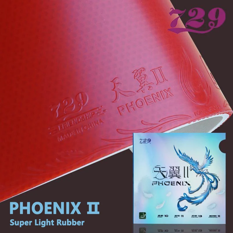 Friendship 729 PHOENIX 2 Table Tennis Rubber Pips-In Pingpong Rubber with Sponge for In-table Backhand Raising Strike PHOENIX II