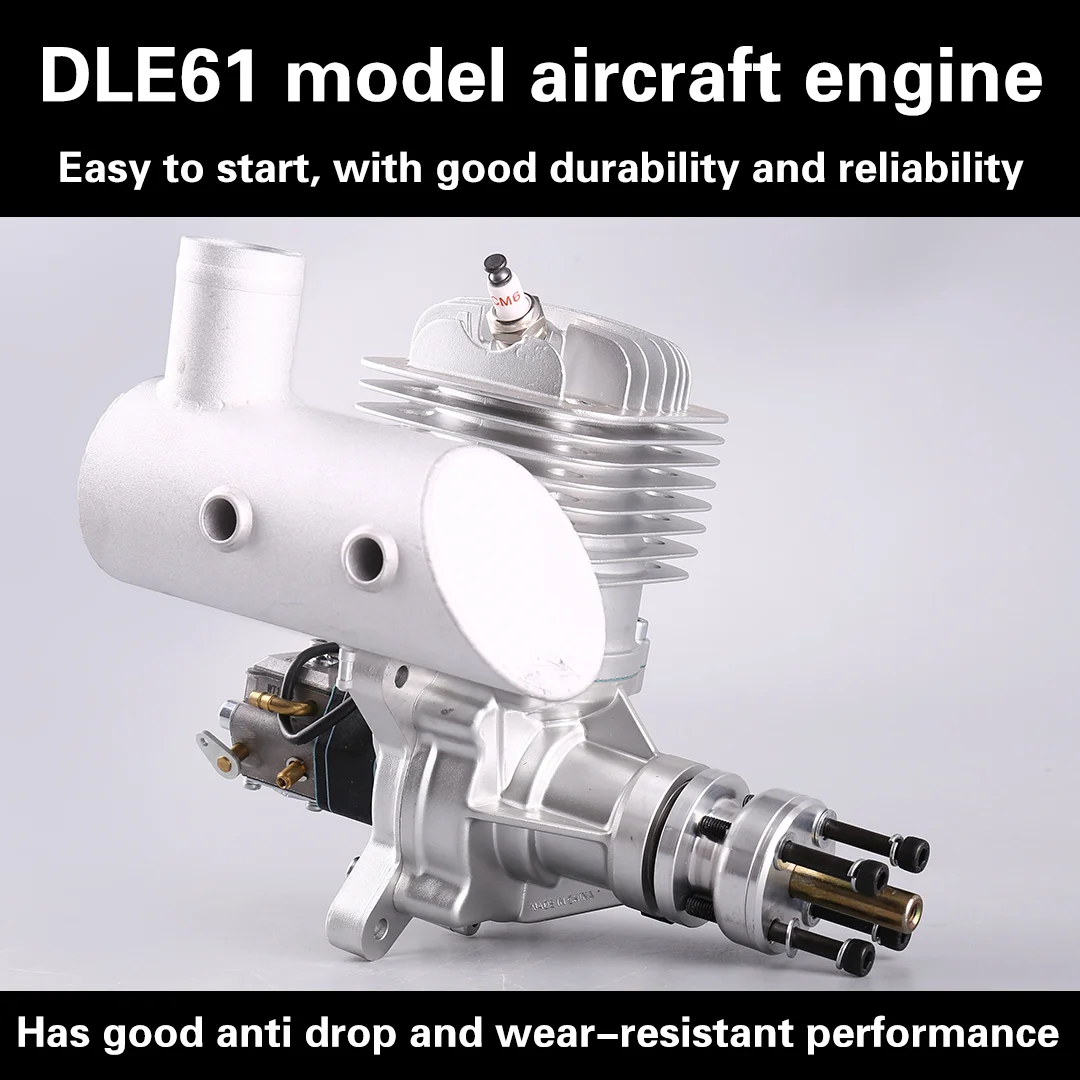 DLE61 61CC RC 비행기 고정 날개 모델 용 가스 엔진 단일 스트로크 DLE 2 개의 배기 바람 차가운 손 스트로크 후 시작