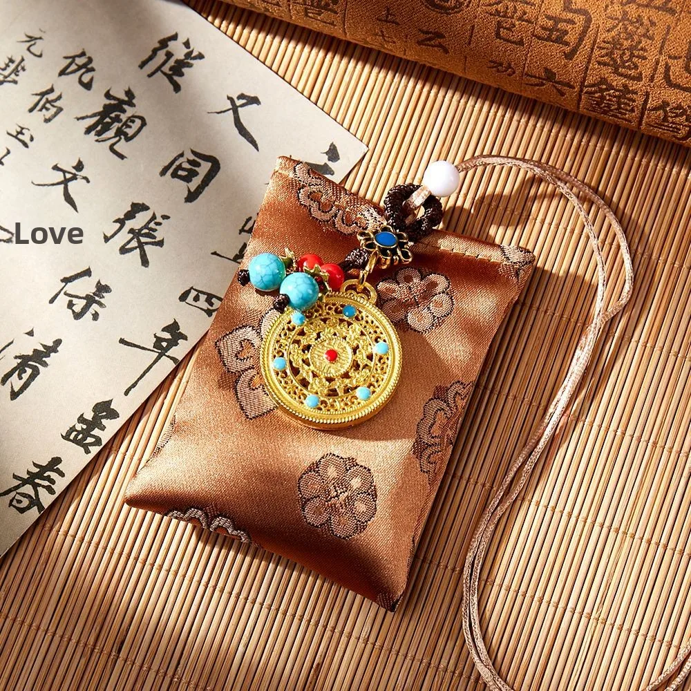 Chinese Style Five Elements Lucky Blessing Sachet Pendant Traditional Embroidered Fortune Bag Good Luck Wealth Amulet For Phone