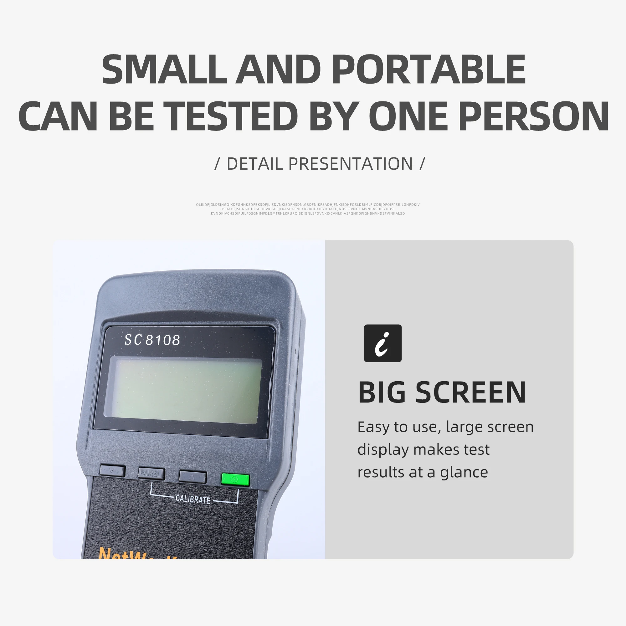 KELUSHI Portable Multifunction Wireless Network Tester SC8108 LCD Digital PC Data Network CAT5 RJ45 LAN Phone Cable Tester Meter