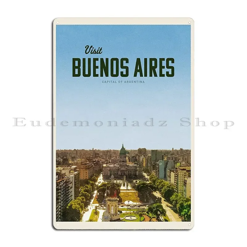 Посещение Буэ Aires металлическая табличка плакат домашний клуб клуб гаражные таблички дизайн жестяная вывеска плакат
