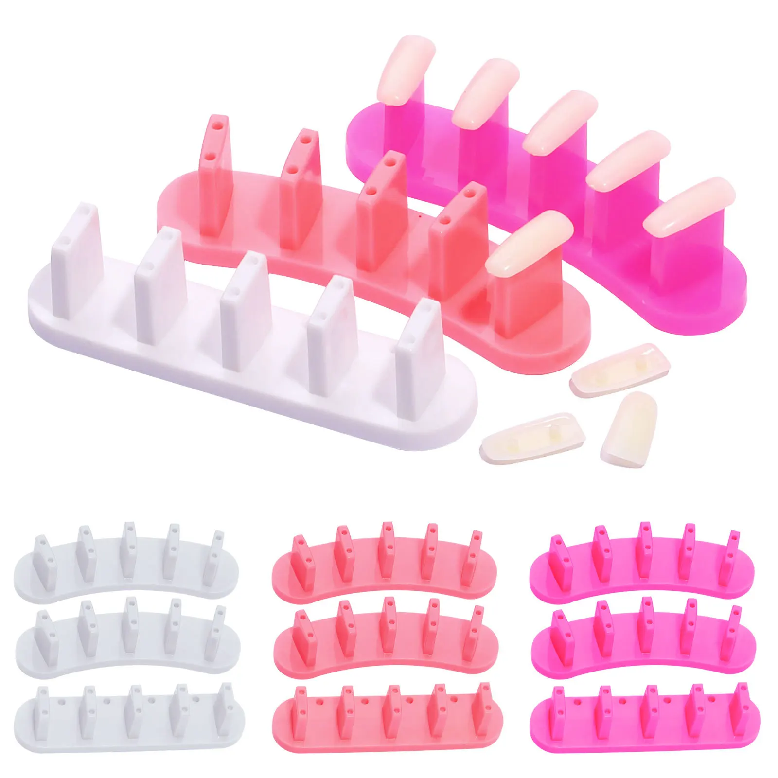 100Sets 3Pc/Set Non-Adhesive Snap Nail Plate Display Stand Set Base Removable Nail Tools