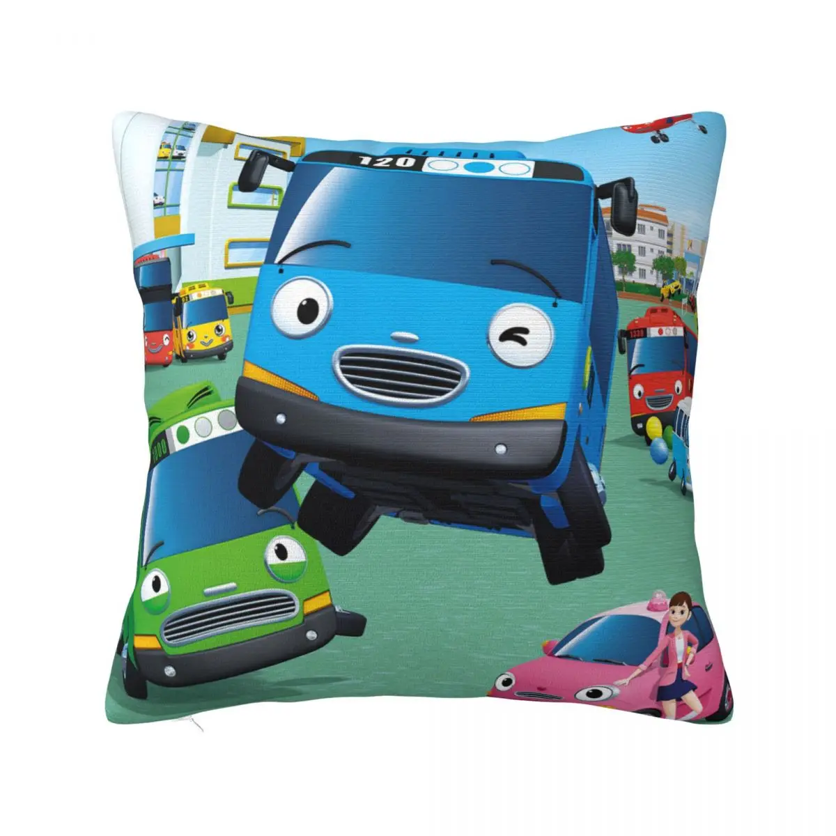 Tayo The Little Bus Child Pillowcase Printing Polyester Cushion Cover Korea cartoon anime kids Pillow Case Cover Home Zipper 18\