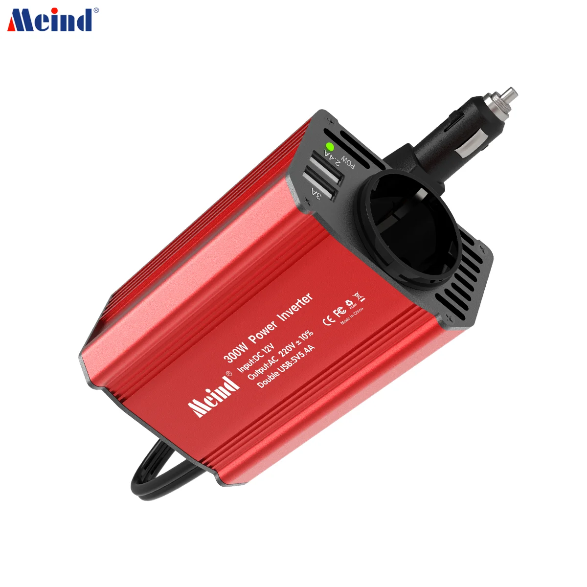 Meind 300W Power Inverter DC 12V a AC 220V Inverter per auto con 5.4A Dual USB per caricabatterie per Tablet portatile per telefono cellulare